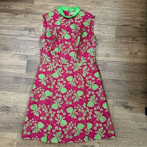 Gorgeous Vintage Ruby Ramsey Ltd jacquard shift dress pink/green fits size 8